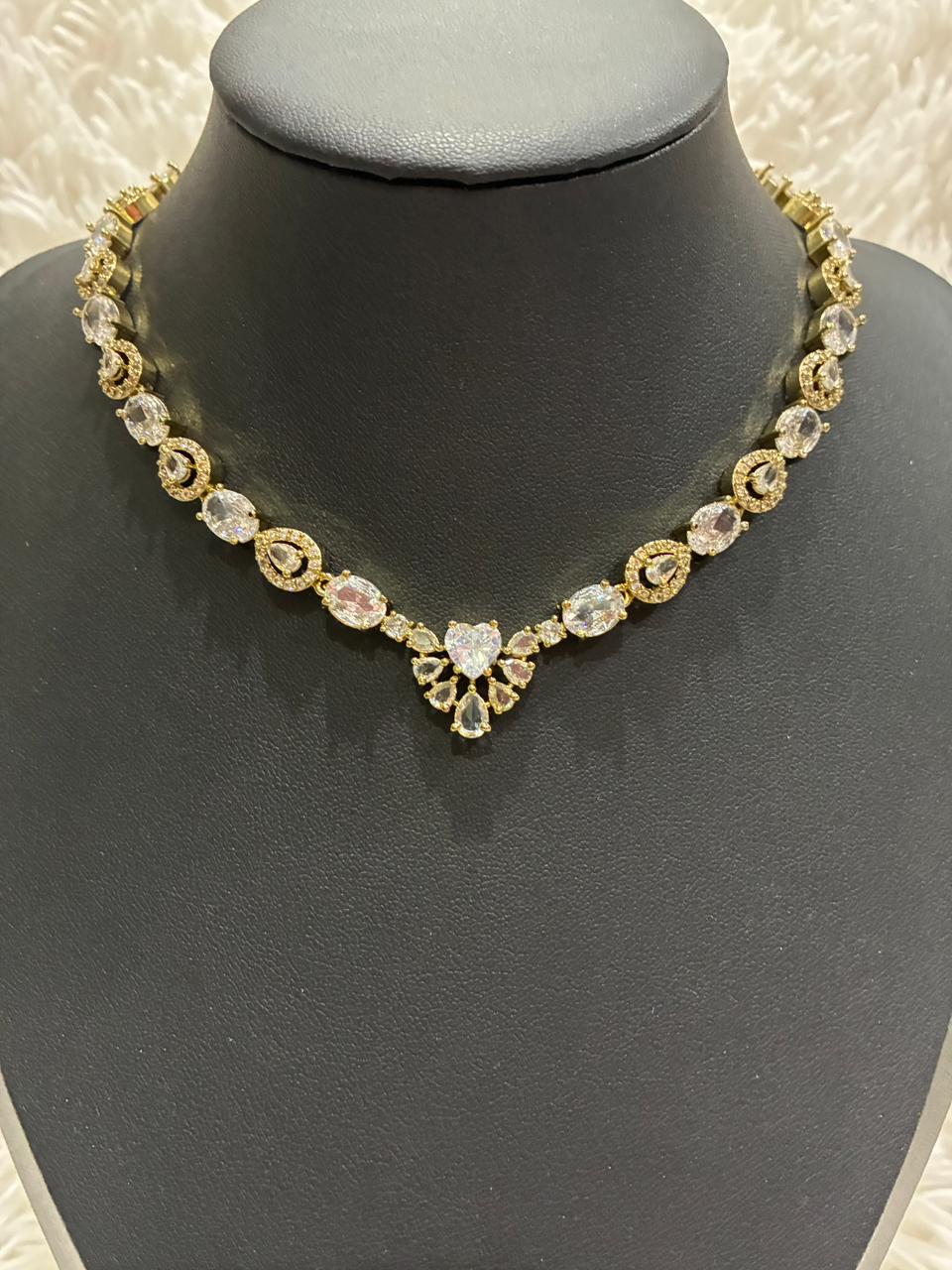 Polki necklace set featuring moissanite stones and a diamond-style frame