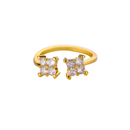 Open Flowers Ring For Women In Copper With 18K Real Gold Plated