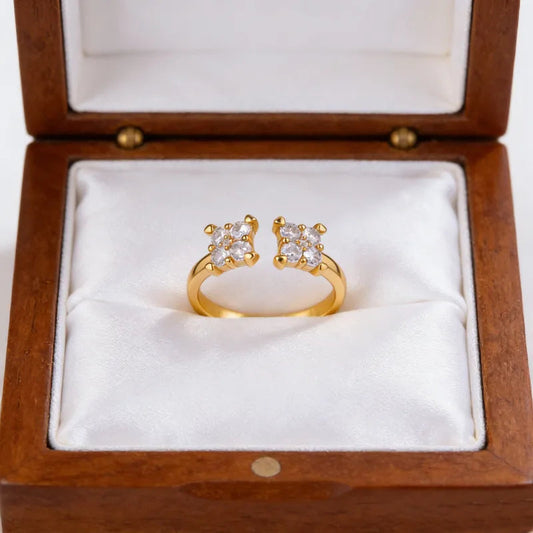 Open Flowers Ring For Women In Copper With 18K Real Gold Plated Made4Madams