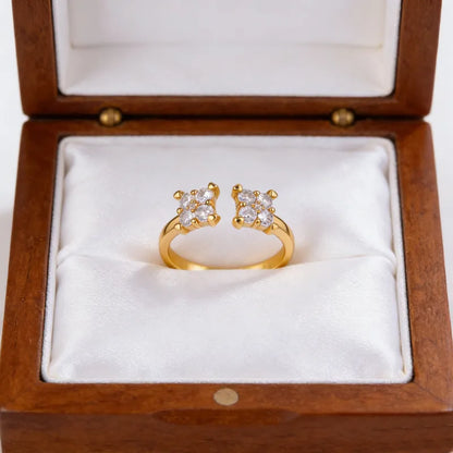 Open Flowers Ring For Women In Copper With 18K Real Gold Plated
