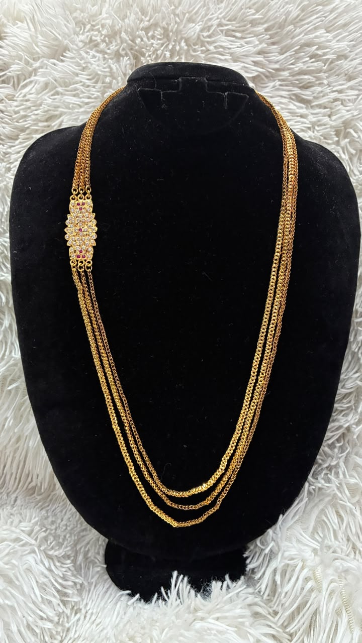 Telangana Traditional Long Chain( Pedha Peru): Micro Gold Plated | PRE ORDERS Only
