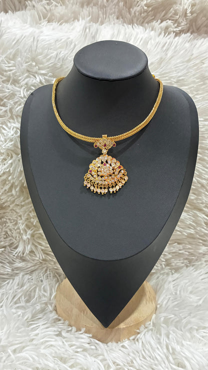 Traditional Micro Gold Plated Nanu with pink stonned floral design