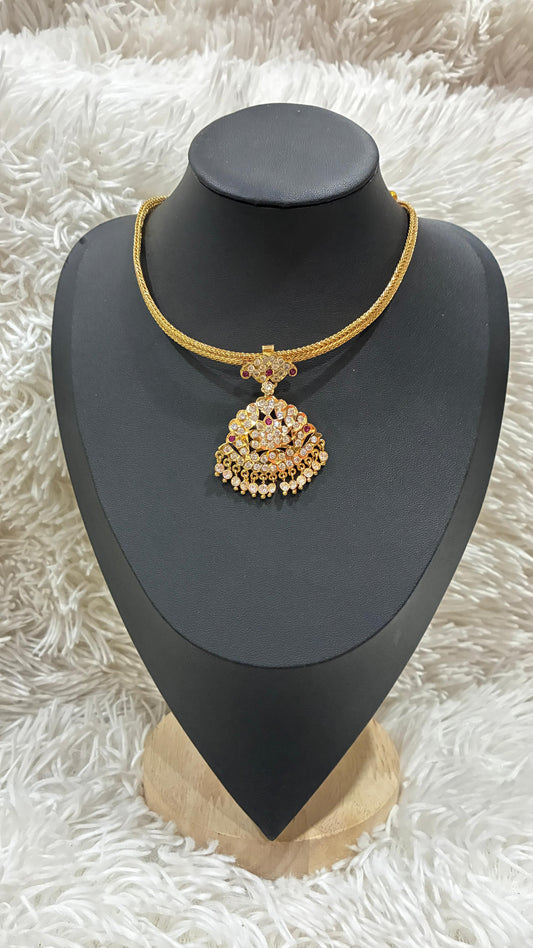 Traditional Micro Gold Plated Nanu with pink stonned floral design